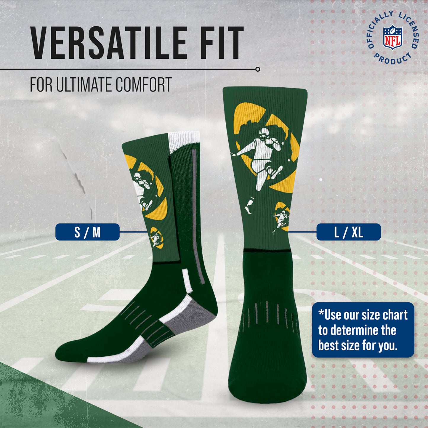 Green Bay Packers NFL V Curve  Socks - Forest Green