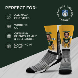 Green Bay Packers NFL Adult V Curve MVP Player Crew Socks - Gold