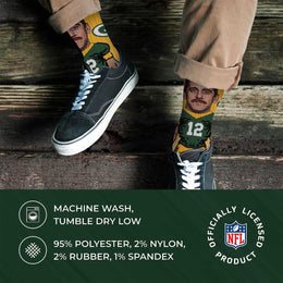Green Bay Packers NFL Adult V Curve MVP Player Crew Socks - Gold