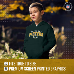 Green Bay Packers NFL Youth Starting Fresh Hoodie- Pro Football Sweatshirt for Boys and Girls - Green