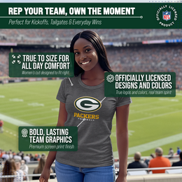 Green Bay Packers Women's NFL Ultimate Fan Logo Short Sleeve T-Shirt - Charcoal