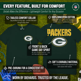 Green Bay Packers NFL Pro Football Final Countdown Adult Cotton-Poly Short Sleeved T-Shirt For Men & Women - Green