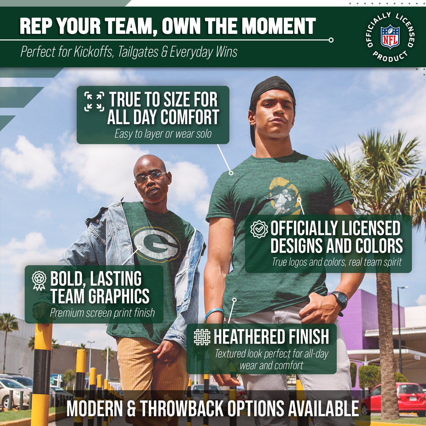 Green Bay Packers NFL Modern Throwback T-shirt - Green