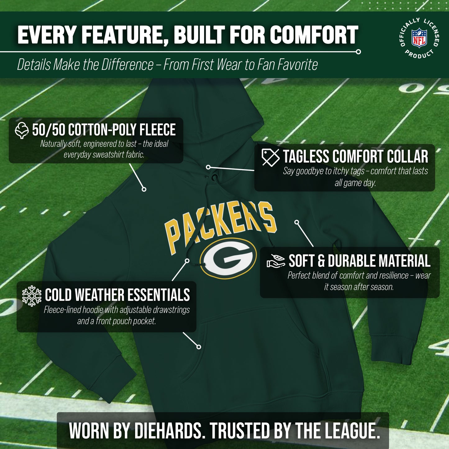 Green Bay Packers NFL Home Team Hoodie - Forest Green