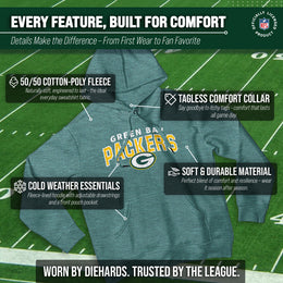 Green Bay Packers NFL Adult Unisex Starting Fresh Ultra Soft Fleece Hooded Sweatshirt - Green