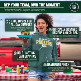 Green Bay Packers NFL Adult Unisex Starting Fresh Ultra Soft Fleece Hooded Sweatshirt - Green