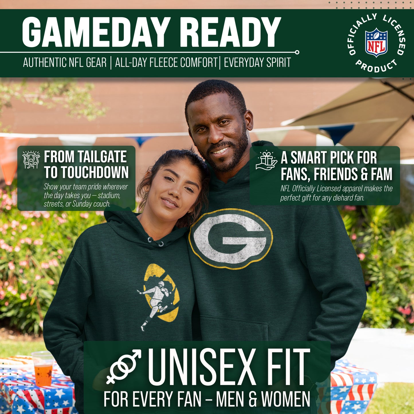 Green Bay Packers NFL Adult Unisex Modern Throwback Ultra Soft Fleece Hooded Sweatshirt - Green