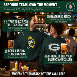 Green Bay Packers NFL Adult Unisex Modern Throwback Ultra Soft Fleece Hooded Sweatshirt - Green