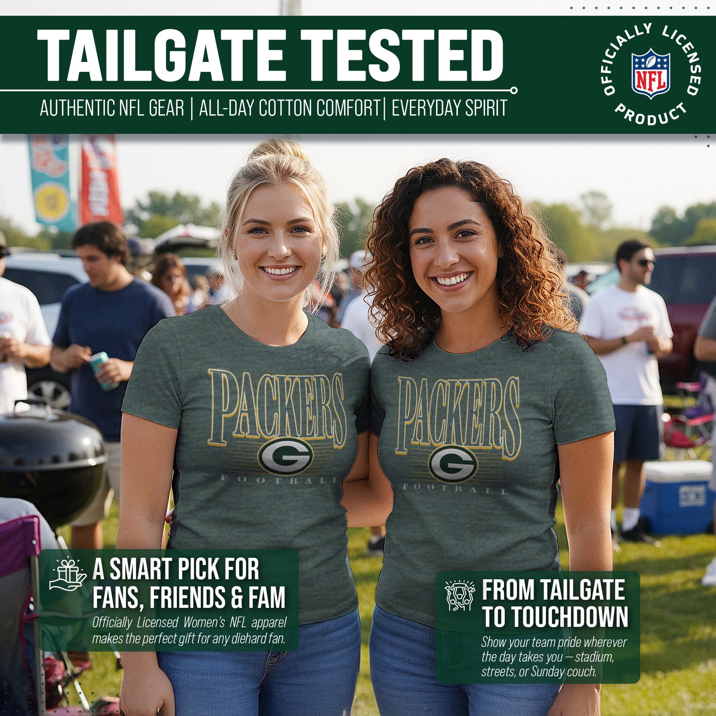 Green Bay Packers NFL Womens Overtime Blueprint Tag-Less T-Shirt - Green