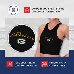 Green Bay Packers NFL Women's Sports Bra Activewear - Black
