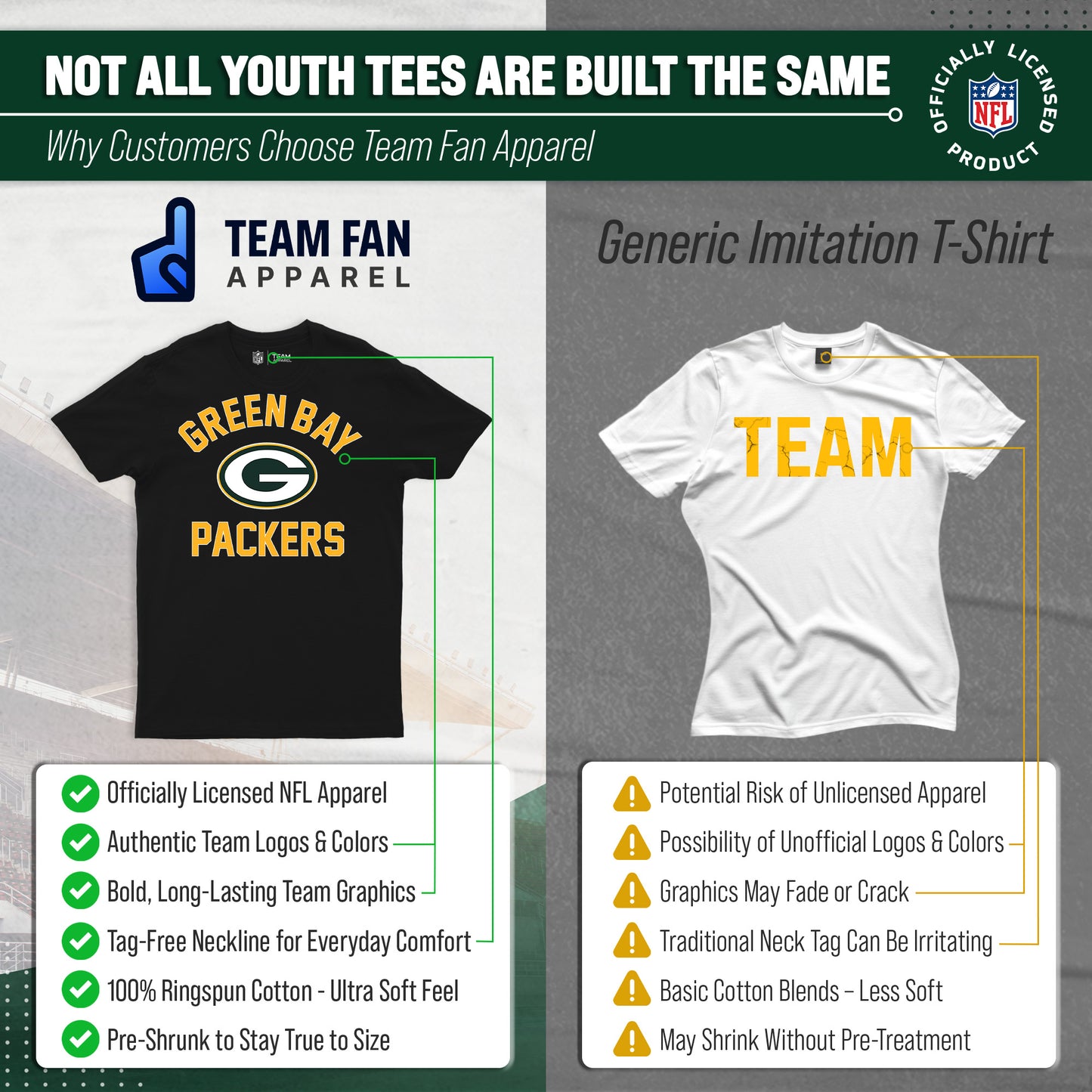 Green Bay Packers NFL Youth Gameday Football T-Shirt - Black