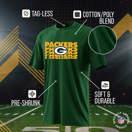 Green Bay Packers NFL Youth Repeating Logo Football T-Shirt Unisex Tag Free Comfortable - Forest Green