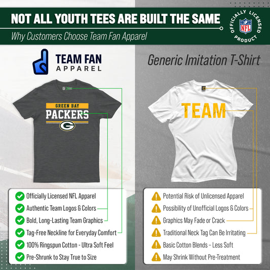 Green Bay Packers NFL Youth Short Sleeve Charcoal T Shirt - Charcoal