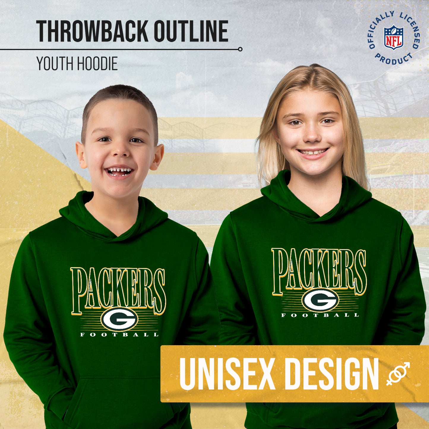 Green Bay Packers NFL Youth Overtime Blueprint Football Fleece Hooded Sweatshirt - Forest Green