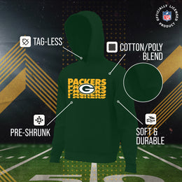 Green Bay Packers NFL Youth Repeating Logo Football Fleece Hooded Sweatshirt - Forest Green