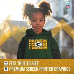 Green Bay Packers NFL Youth Repeating Logo Football Fleece Hooded Sweatshirt - Forest Green