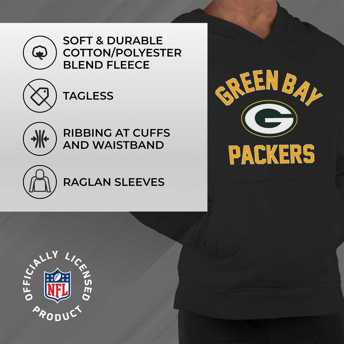 Green Bay Packers NFL Youth Gameday Hooded Sweatshirt - Black