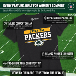 Green Bay Packers NFL Women's Team Block Charcoal Tagless T-Shirt - Charcoal