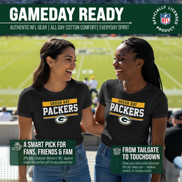 Green Bay Packers NFL Women's Team Block Charcoal Tagless T-Shirt - Charcoal