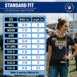 Green Bay Packers NFL Women's Team Block Charcoal Tagless T-Shirt - Charcoal