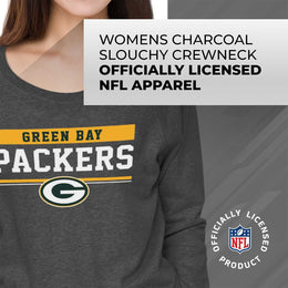 Green Bay Packers NFL Women's Plus Size Team Block Charcoal Crewneck - Charcoal