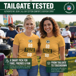Green Bay Packers NFL Womens Team Slogan Short Sleeve Tshirt - Gold