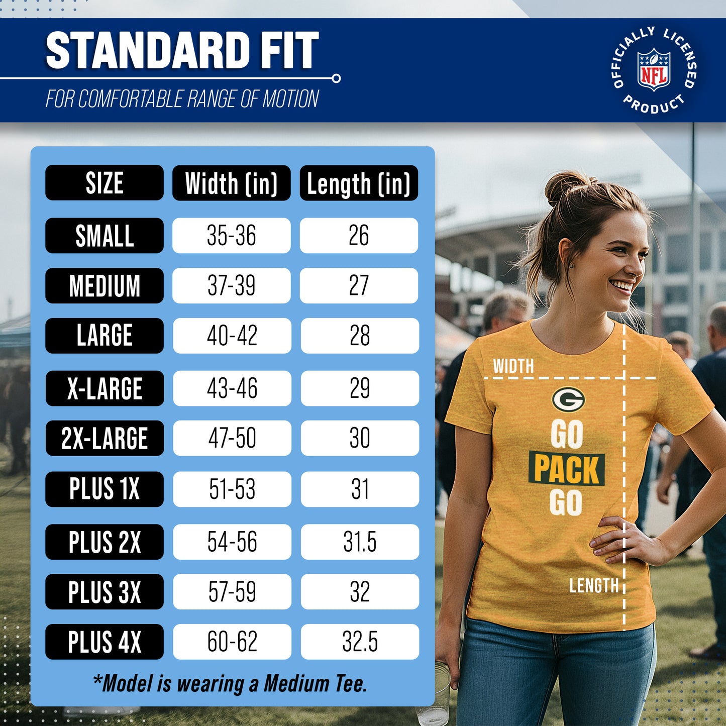 Green Bay Packers NFL Womens Team Slogan Short Sleeve Tshirt - Gold