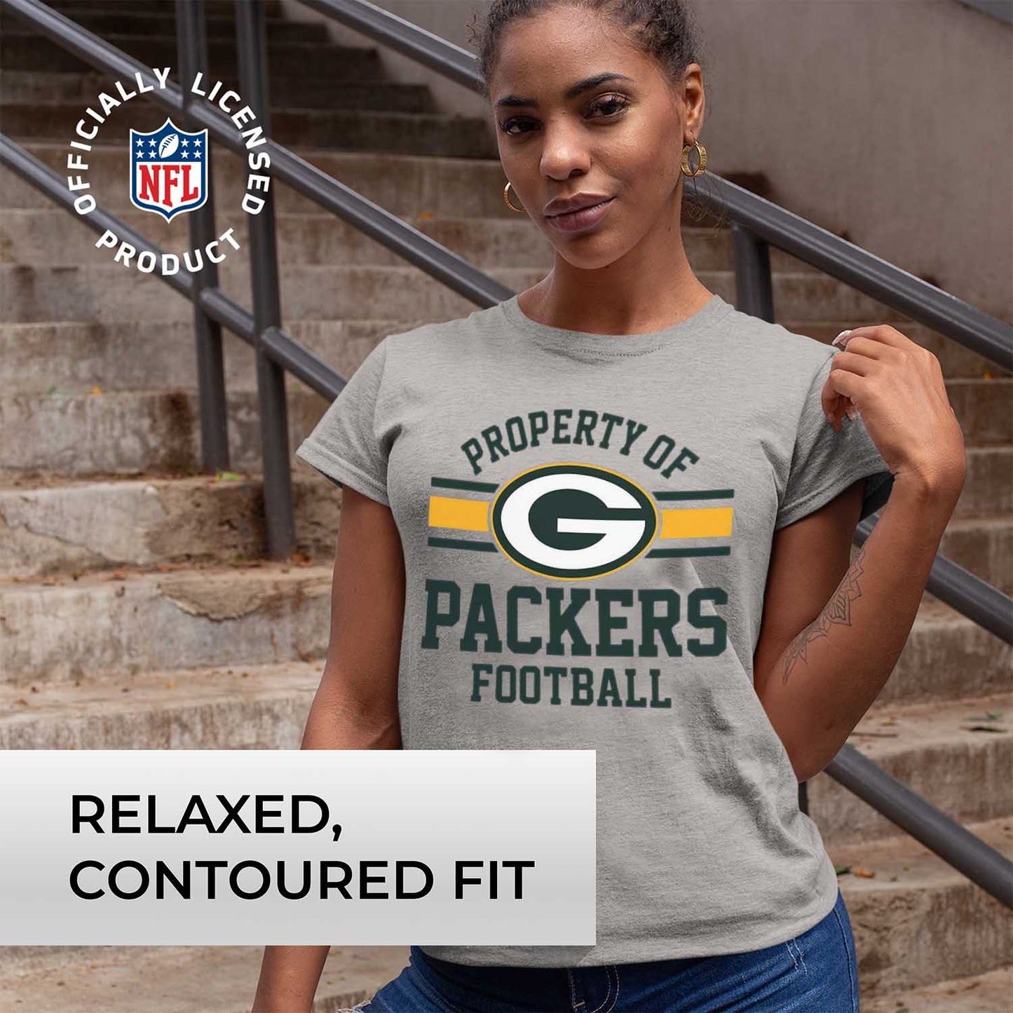 Green Bay Packers NFL Womens Short Sleeve Property of Tshirt - Gray