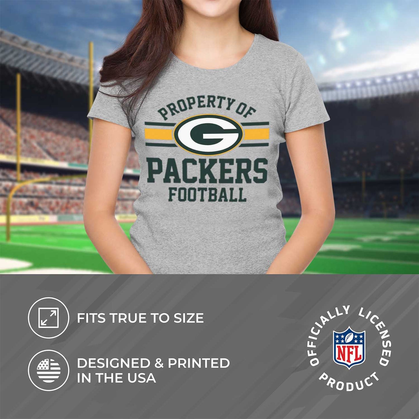 Green Bay Packers NFL Womens Short Sleeve Property of Tshirt - Gray