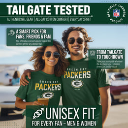 Green Bay Packers Adult NFL Diagonal Fade Color Block T-Shirt - Forest Green