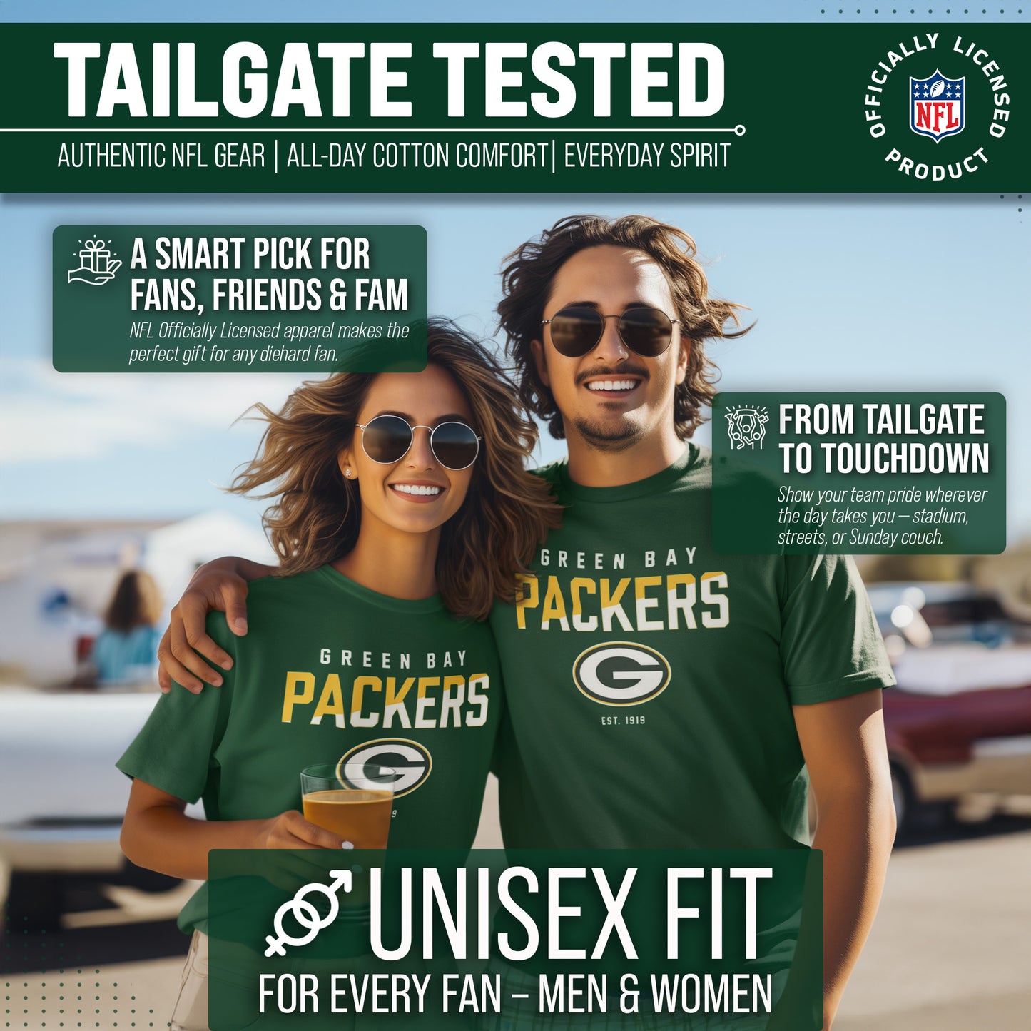 Green Bay Packers Adult NFL Diagonal Fade Color Block T-Shirt - Forest Green