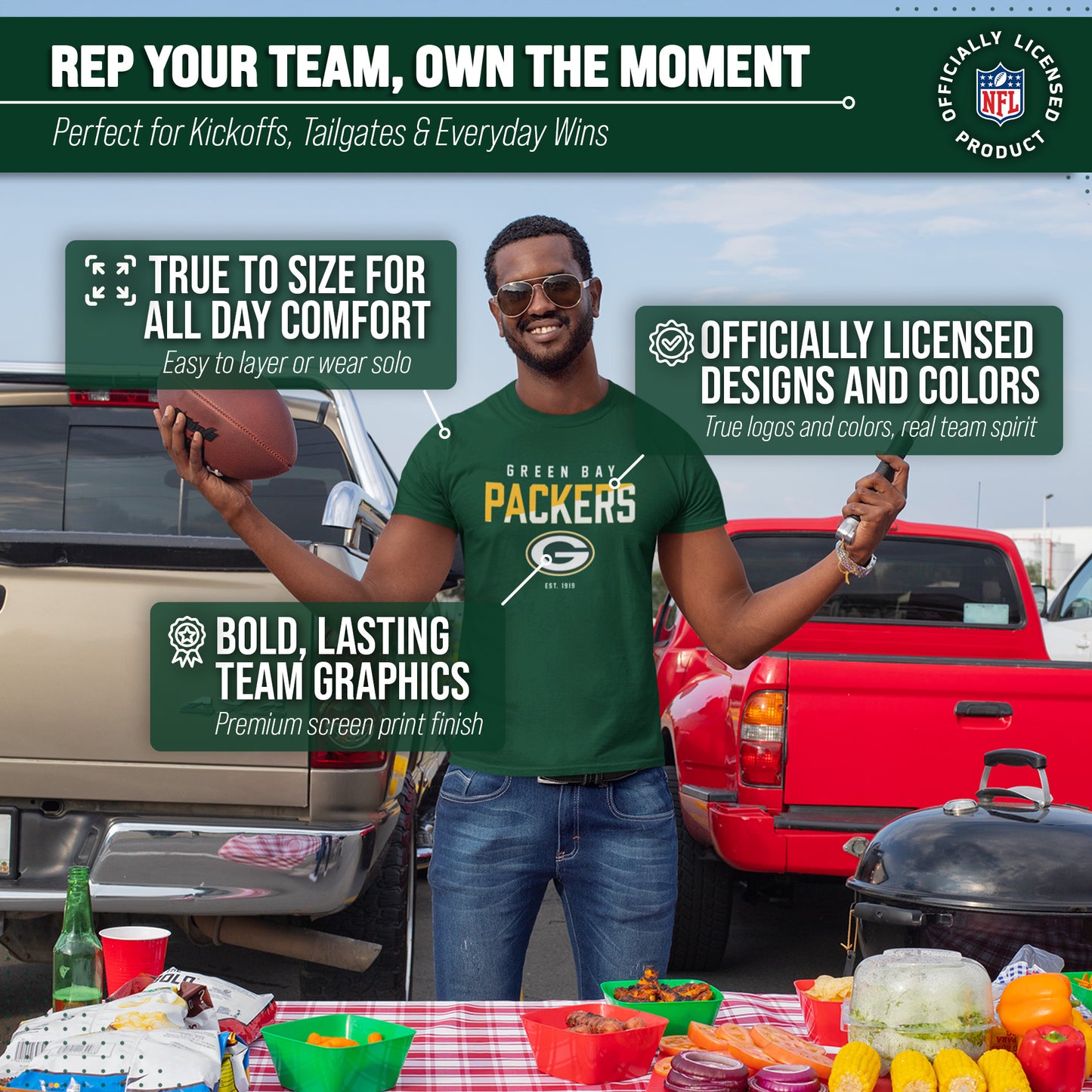 Green Bay Packers Adult NFL Diagonal Fade Color Block T-Shirt - Forest Green