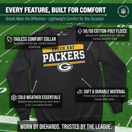 Green Bay Packers NFL Adult Long Sleeve Team Block Charcoal Crewneck Sweatshirt - Charcoal