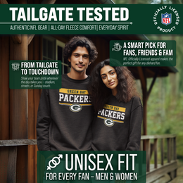 Green Bay Packers NFL Adult Long Sleeve Team Block Charcoal Crewneck Sweatshirt - Charcoal