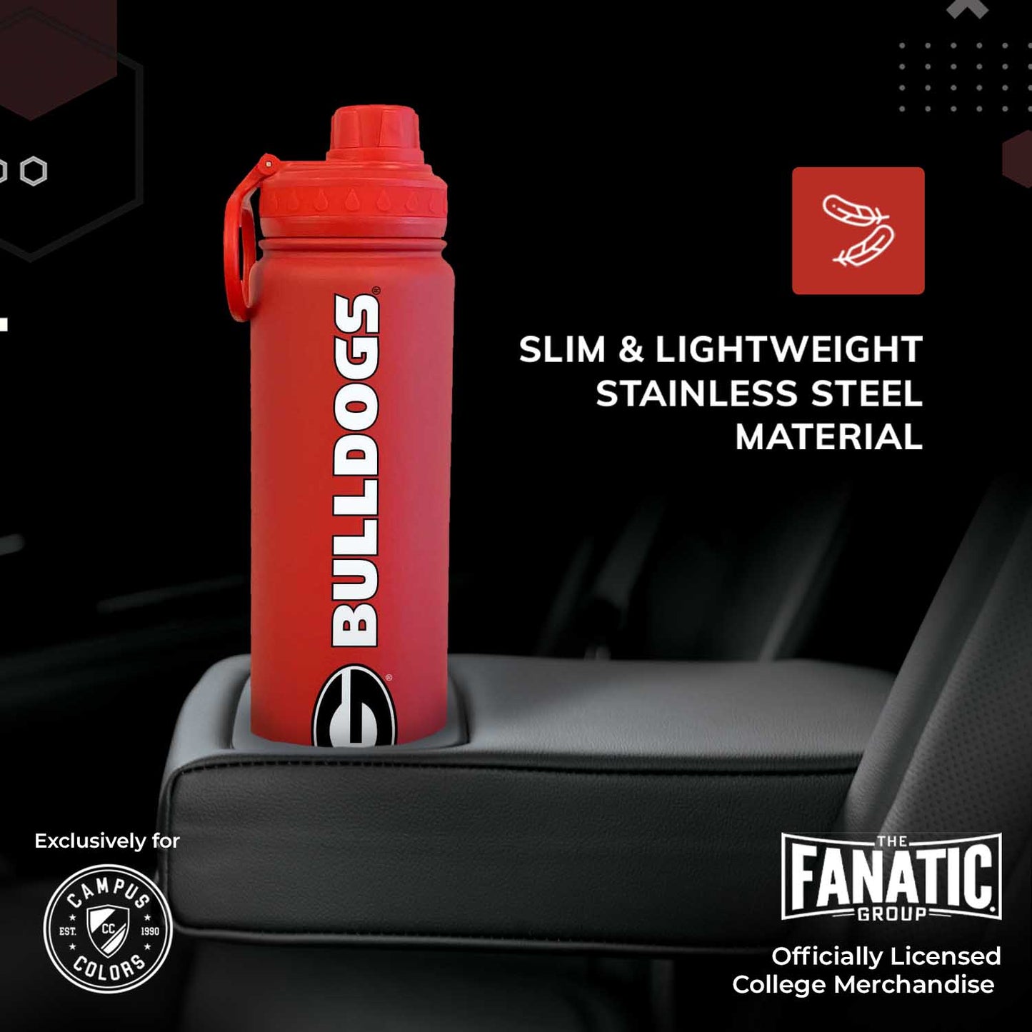 Georgia Bulldogs NCAA Stainless Steel Water Bottle - Red