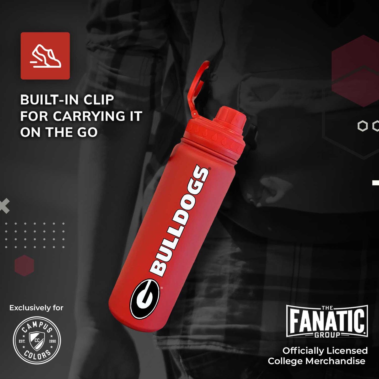 Georgia Bulldogs NCAA Stainless Steel Water Bottle - Red