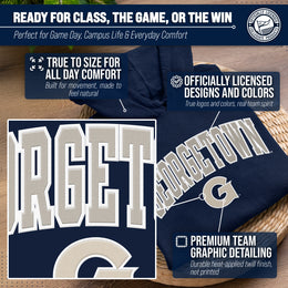 Georgetown Hoyas NCAA Adult Tackle Twill Hooded Sweatshirt - Navy