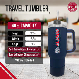 Gonzaga Bulldogs Collegiate 40oz Stainless Steel Travel Tumbler with Handle for Alumni - Navy