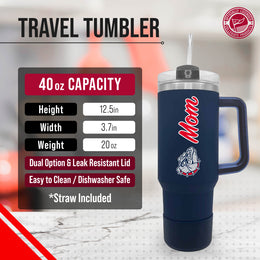 Gonzaga Bulldogs Collegiate 40oz Stainless Steel Travel Tumbler with Handle for Mom - Navy