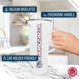 Gonzaga Bulldogs NCAA Stainless Steel 20oz Roadie With Handle & Dual Option Lid With Straw - White