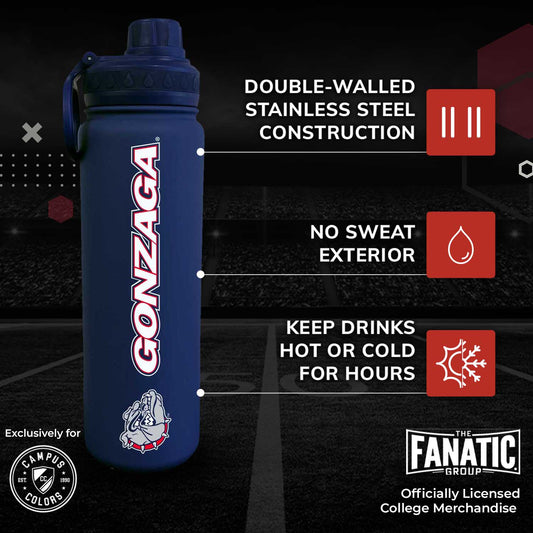 Gonzaga Bulldogs NCAA Stainless Steel Water Bottle - Navy