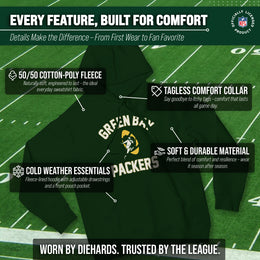 Green Bay Packers NFL Adult Unisex Retro Gameday Ultra Soft Fleece Hooded Sweatshirt - Forest Green
