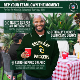 Green Bay Packers NFL Adult Unisex Retro Gameday Ultra Soft Fleece Hooded Sweatshirt - Forest Green