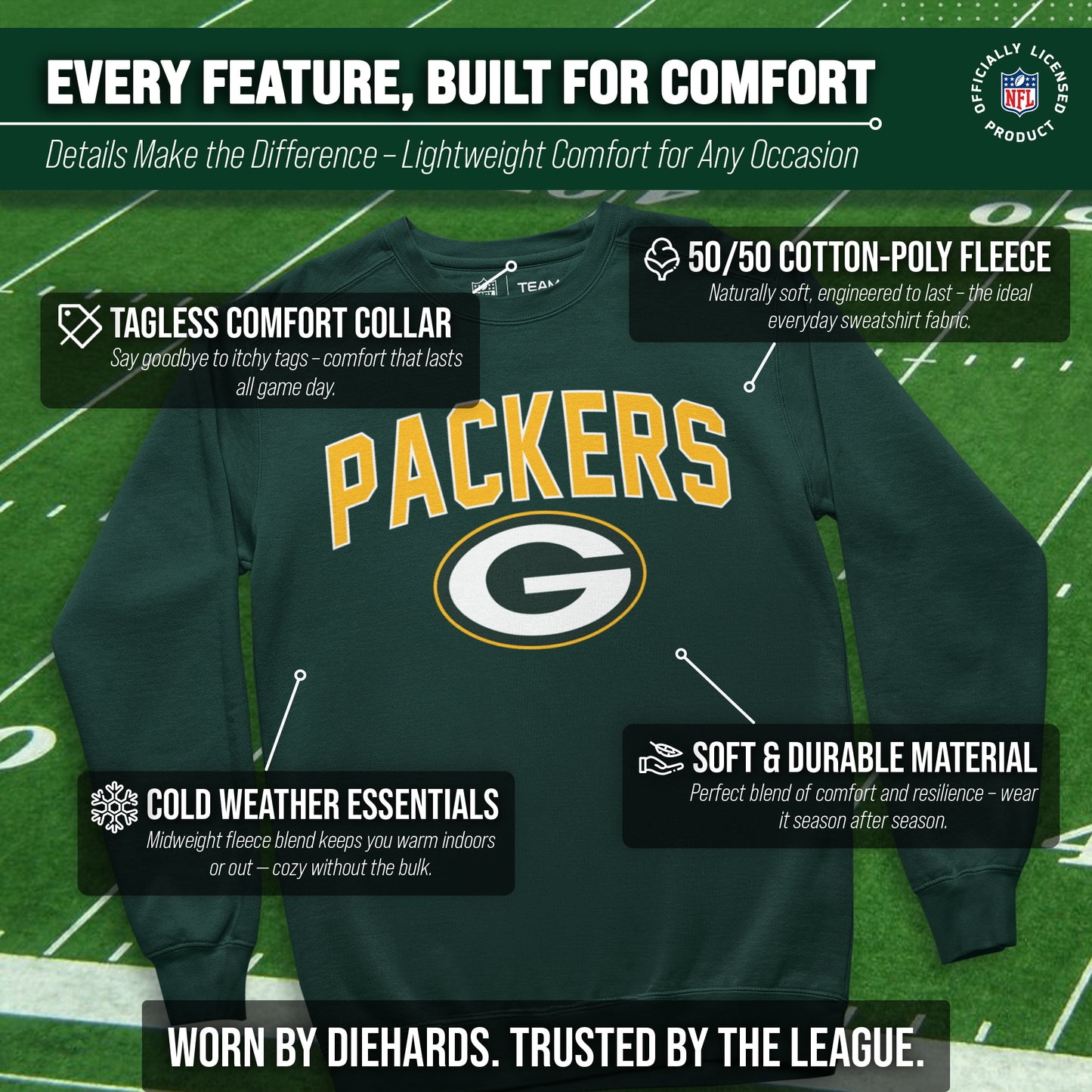 Green Bay Packers NFL Home Team Crew - Forest Green
