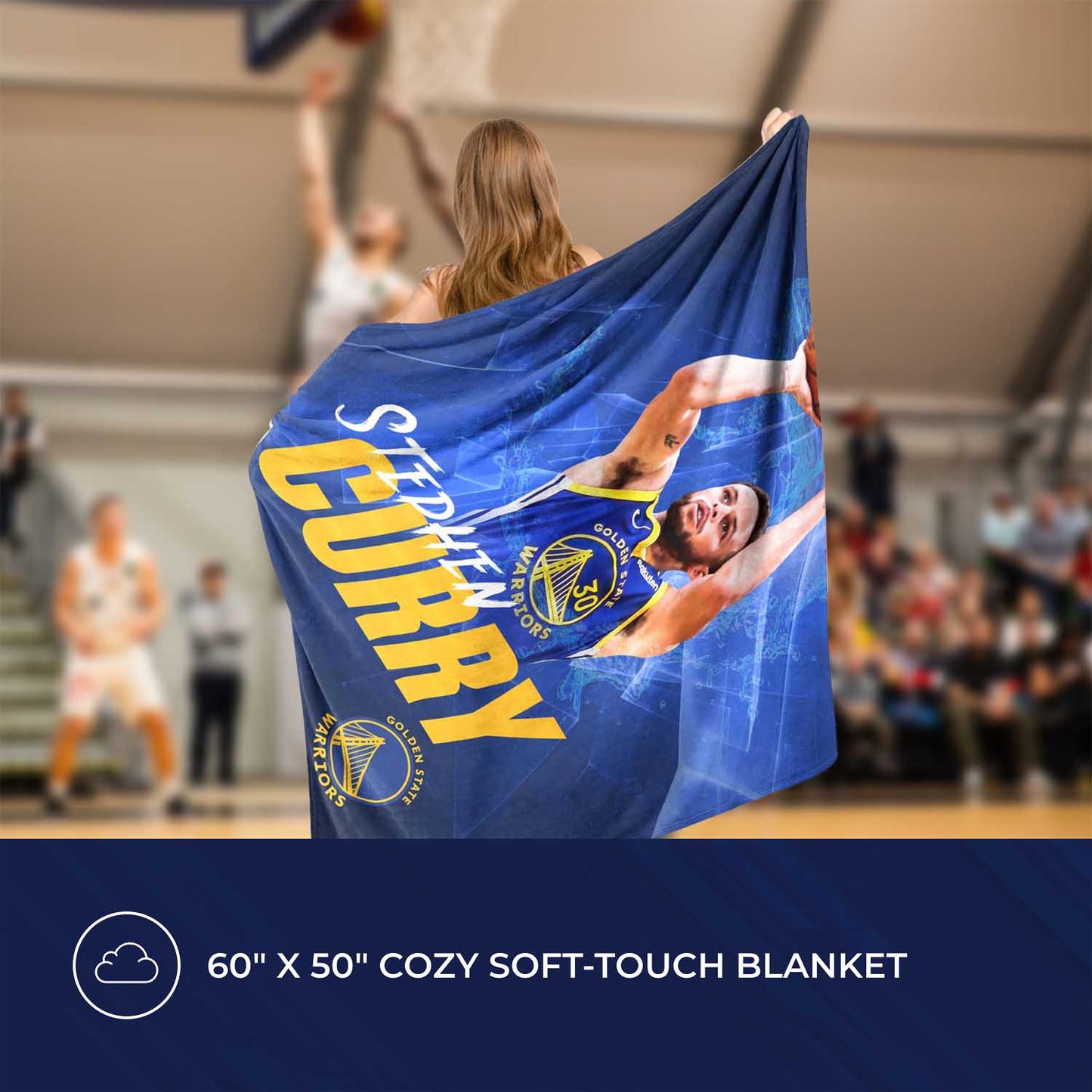 Golden State Warriors Northwest NBA Hi-Def Stephen Curry Silk Blanket - Blue