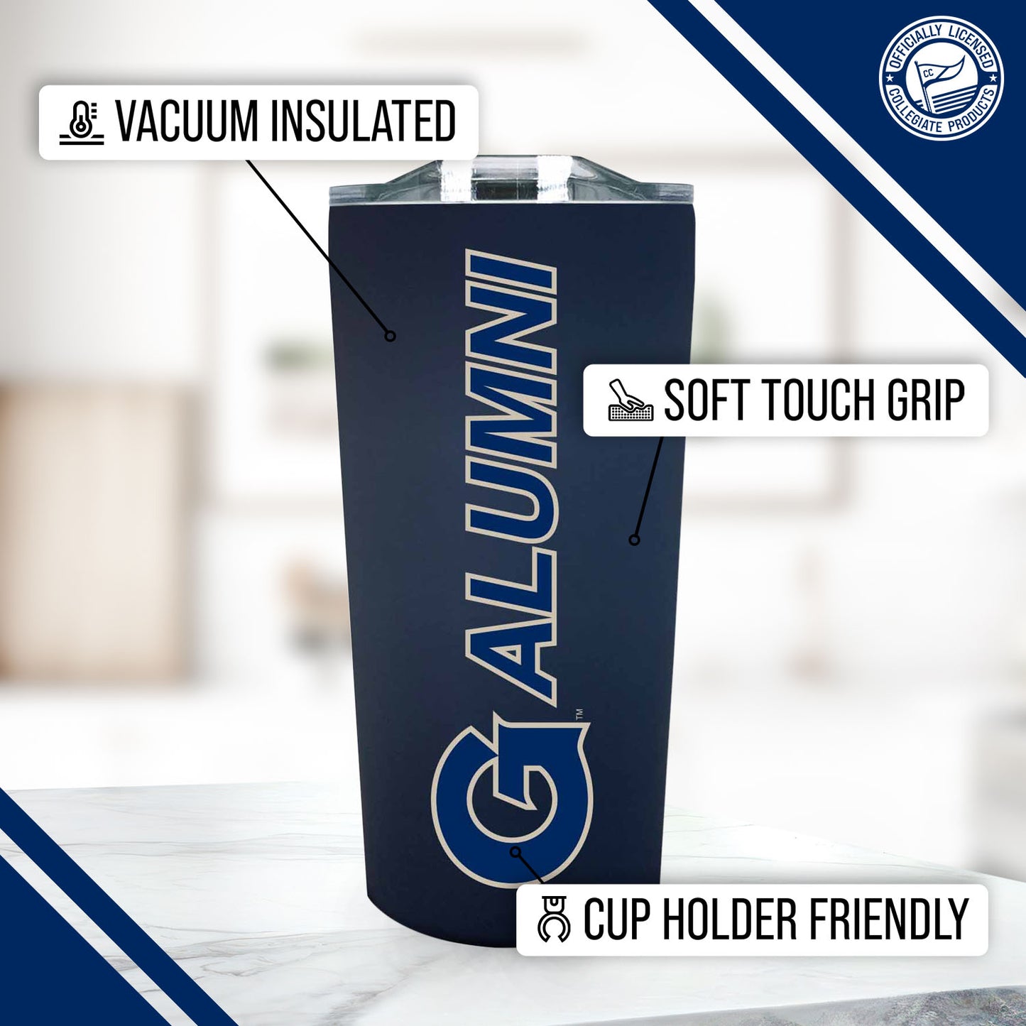 Georgetown Hoyas Collegiate Stainless Steel Travel Tumbler for Alumni - Navy
