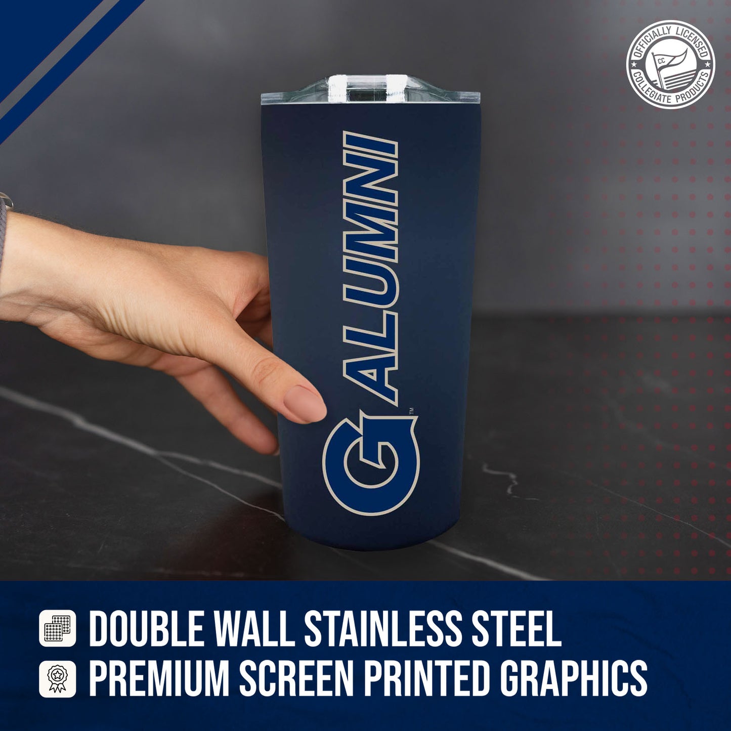 Georgetown Hoyas Collegiate Stainless Steel Travel Tumbler for Alumni - Navy