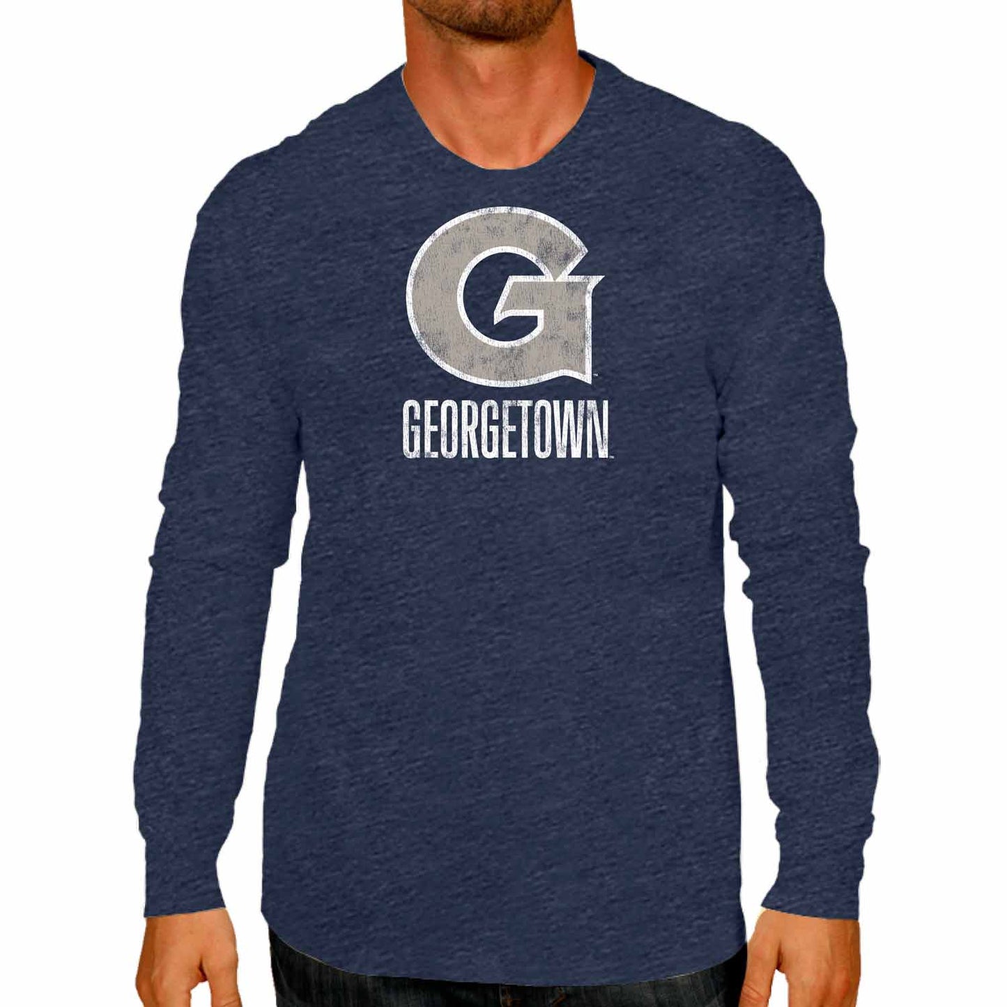 Georgetown Hoyas NCAA MVP Adult Long-Sleeve Shirt - Navy