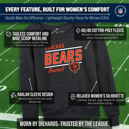Chicago Bears NFL Womens Crew Neck Light Weight - Heather Charcoal