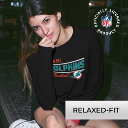 Miami Dolphins NFL Womens Crew Neck Light Weight - Black